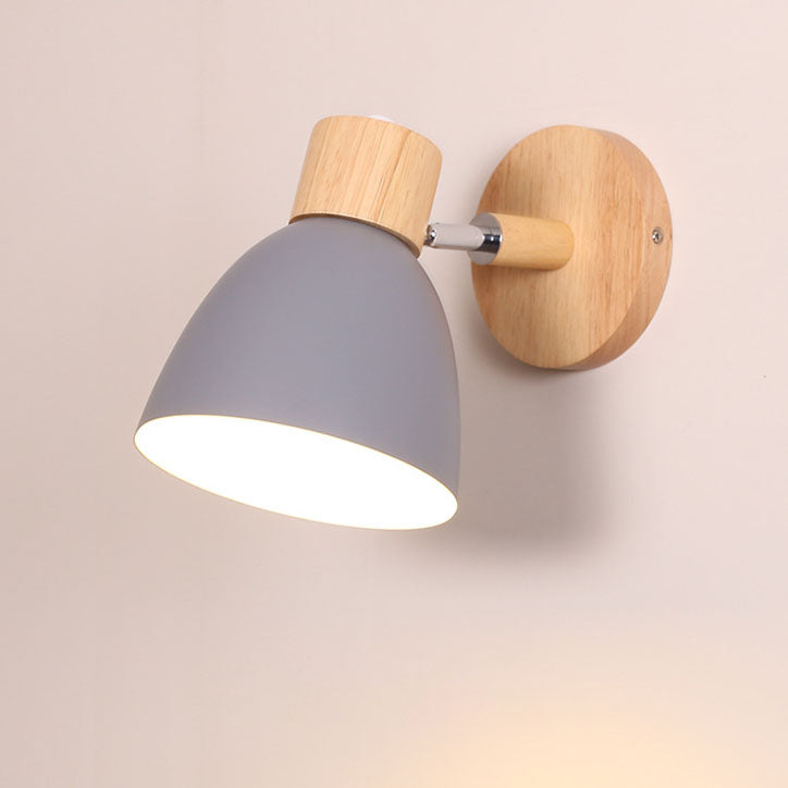 Modern Wooden Wall Sconce with Cone Shade Light