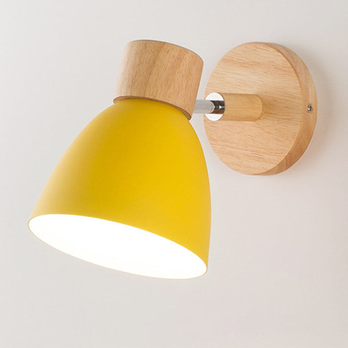 Modern Wooden Wall Sconce with Cone Shade Light