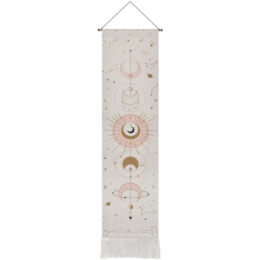 Moon Phase Tapestry with Fringe Hanging