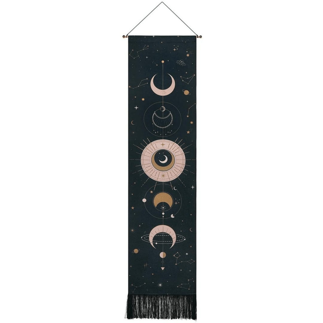 Moon Phase Tapestry with Fringe Hanging