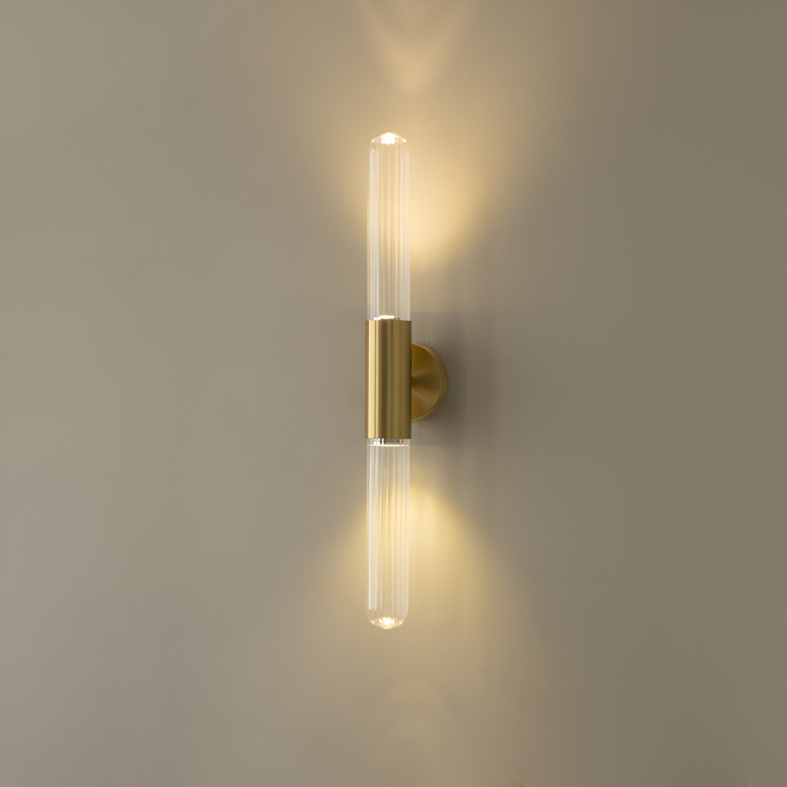 Nordic Glass Tube Wall Sconce with Copper Base