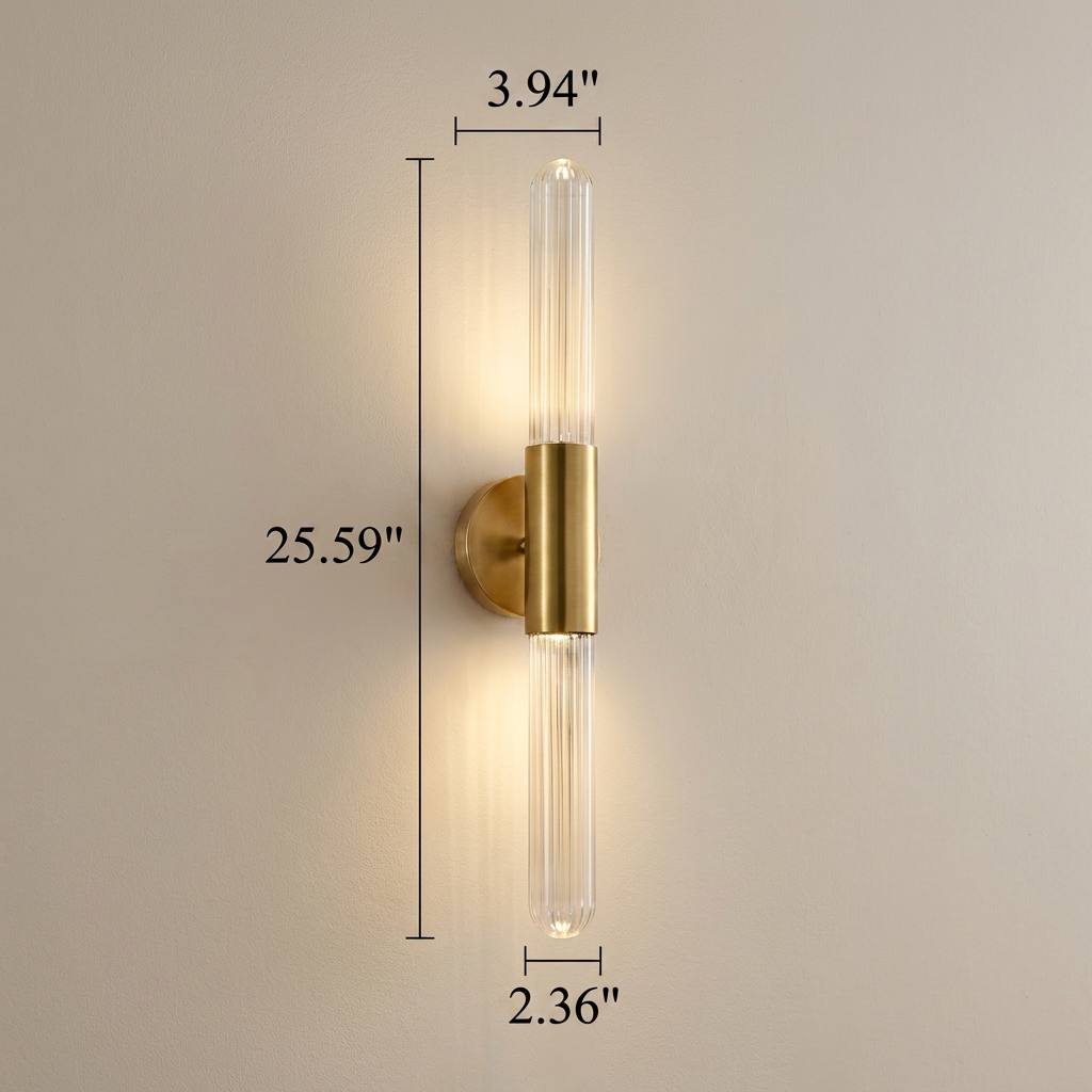 Nordic Glass Tube Wall Sconce with Copper Base