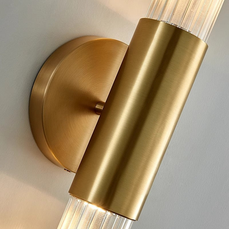 Nordic Glass Tube Wall Sconce with Copper Base
