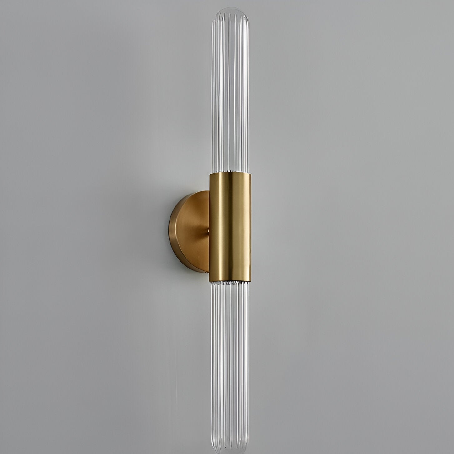 Nordic Glass Tube Wall Sconce with Copper Base