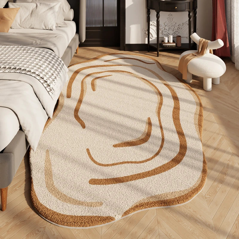 Nordic Plush Rug with Abstract Border