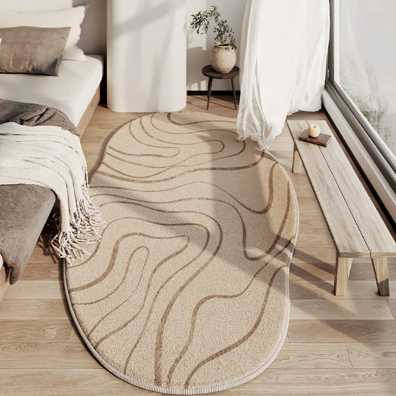 Nordic Plush Rug with Abstract Border