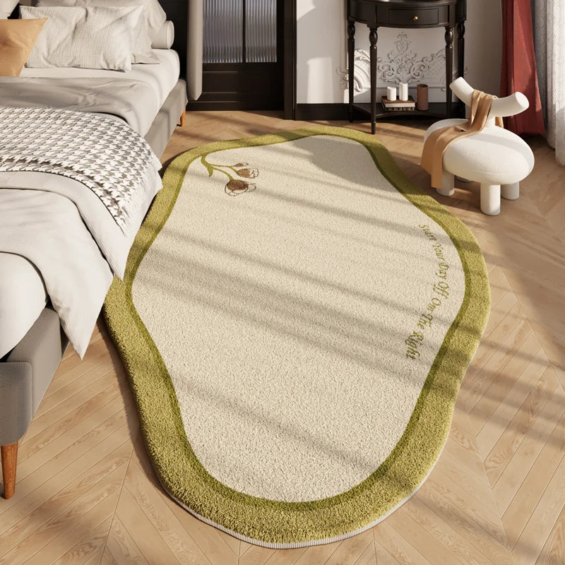 Nordic Plush Rug with Abstract Border