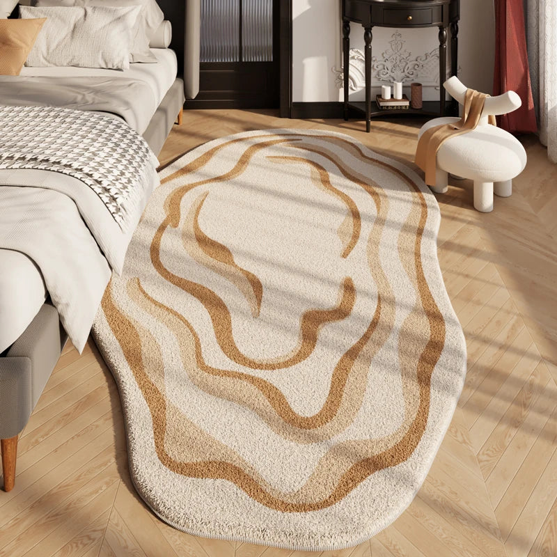 Nordic Plush Rug with Abstract Border