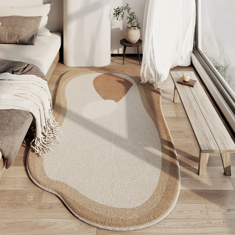 Nordic Plush Rug with Abstract Border