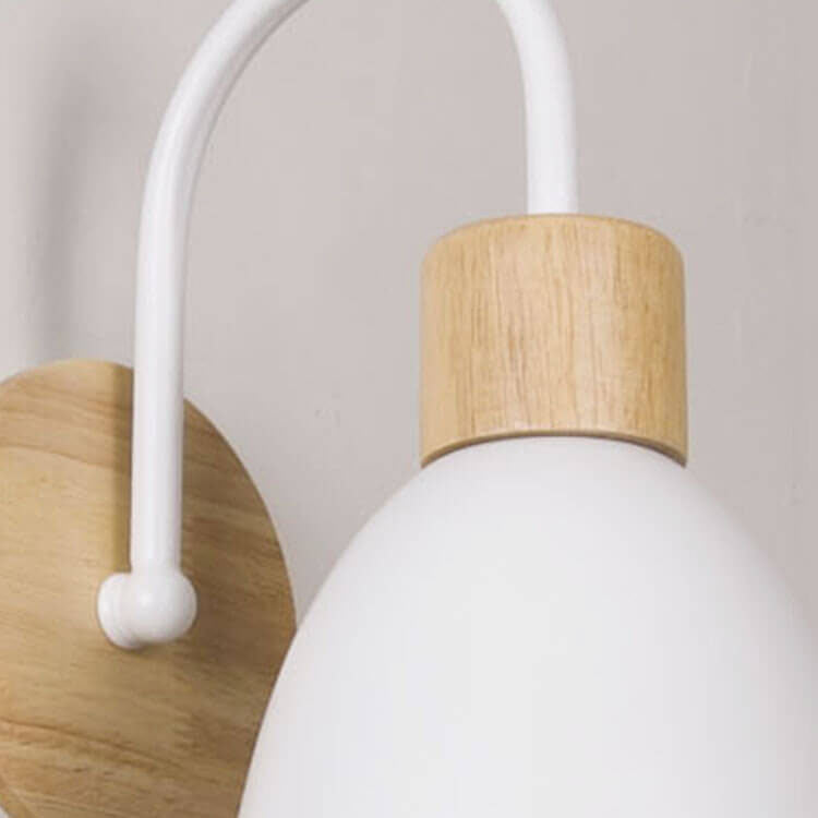 Nordic Wood Dome Wall Light with Pull Switch