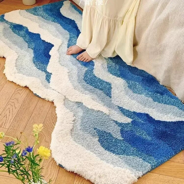 Ocean Wave Rug with Soft Plush Texture