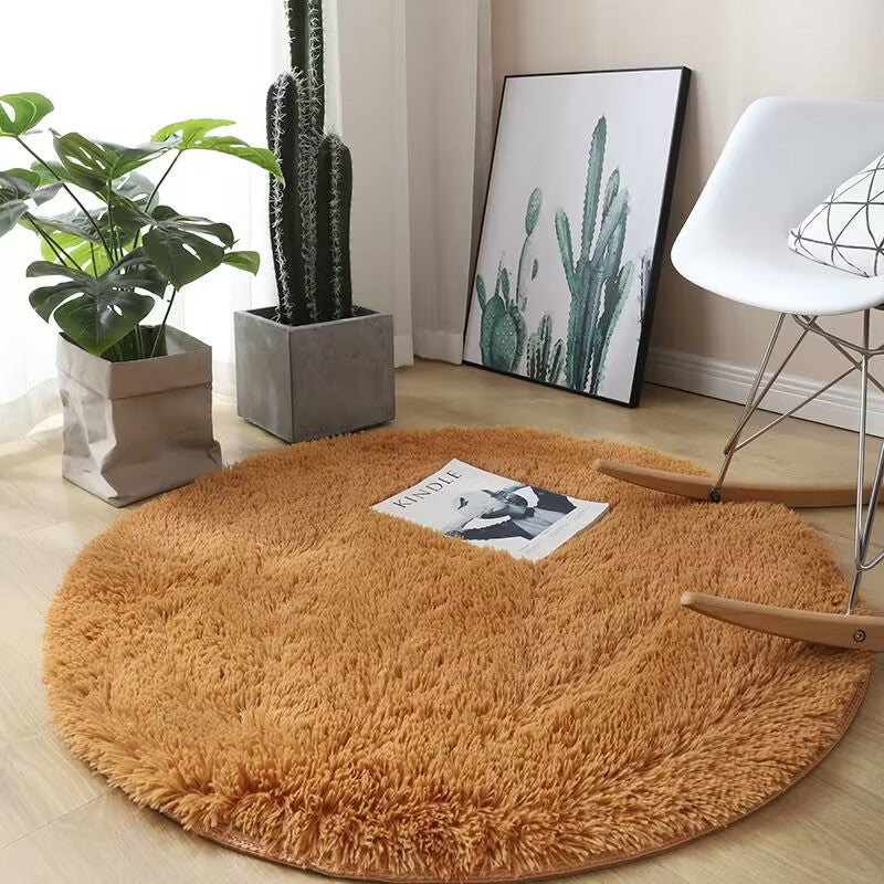 Plush Round Rug with Soft Shag Texture