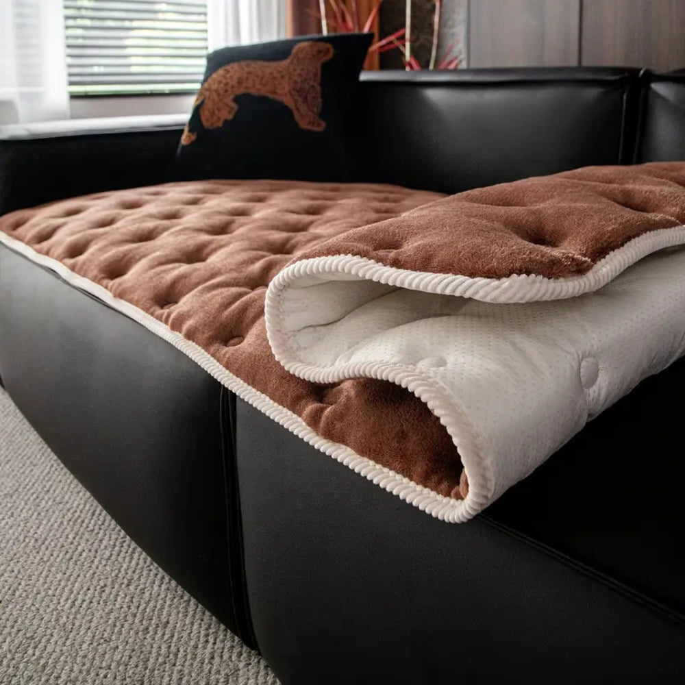 Plush Tufted Sofa Cover with Button Texture