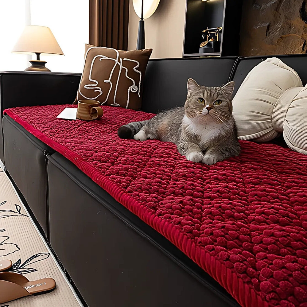 Quilted Plush Sofa Cover with Non Slip Fit