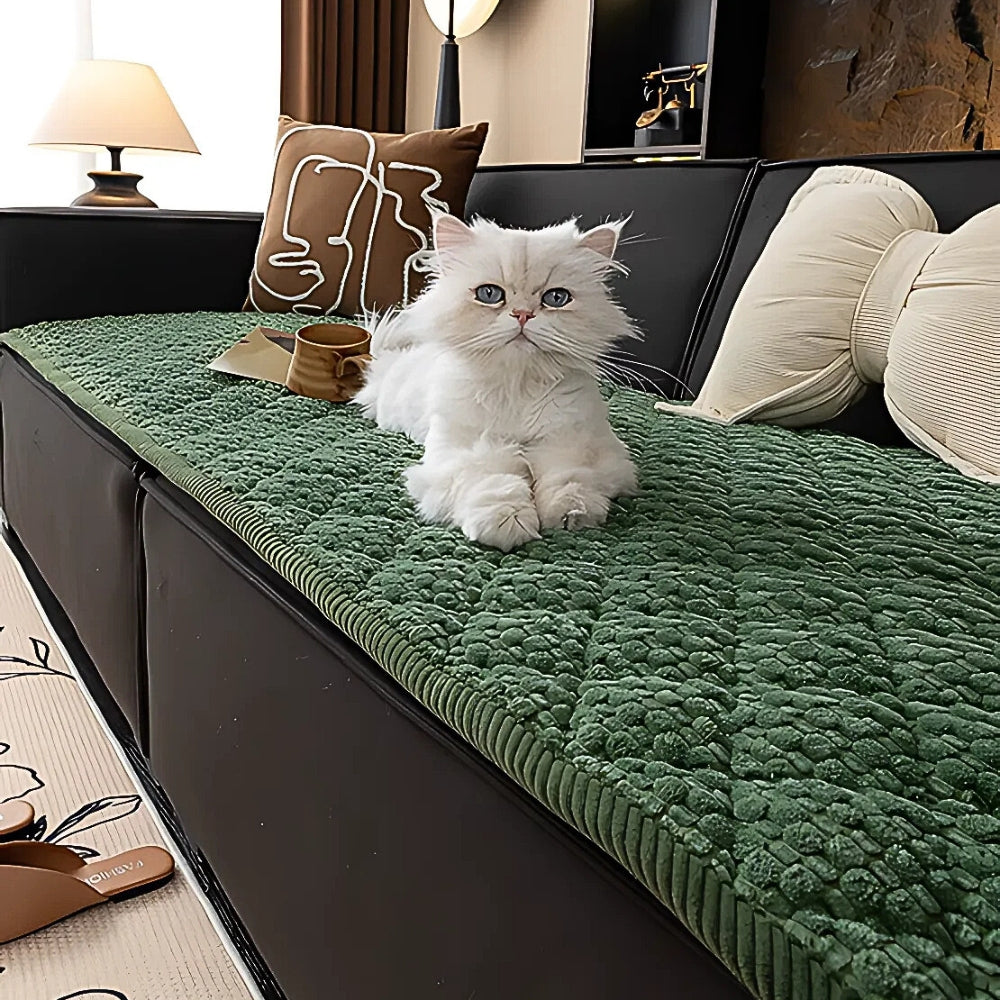 Quilted Plush Sofa Cover with Non Slip Fit