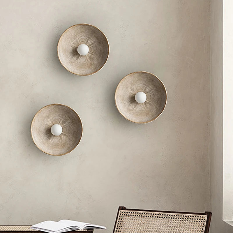 Resin Ribbed Round Wall Sconce with Globe Light