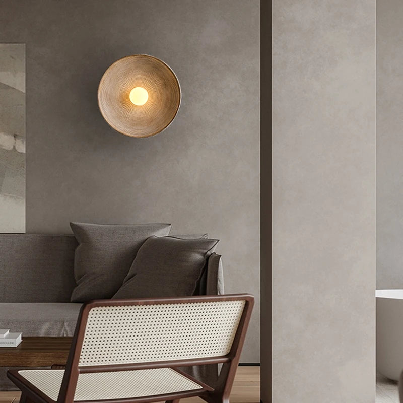 Resin Ribbed Round Wall Sconce with Globe Light