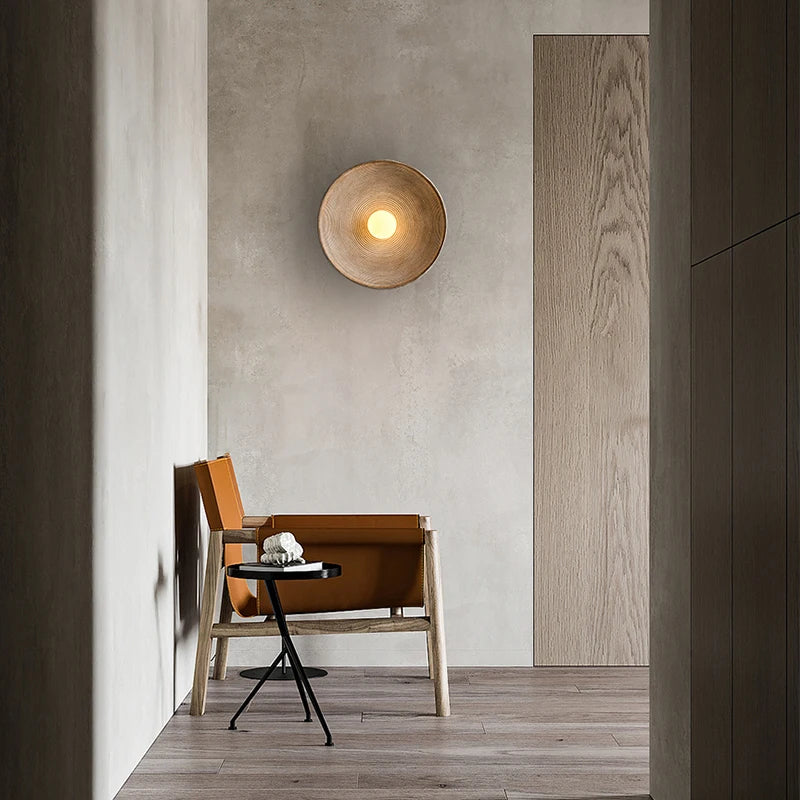 Resin Ribbed Round Wall Sconce with Globe Light