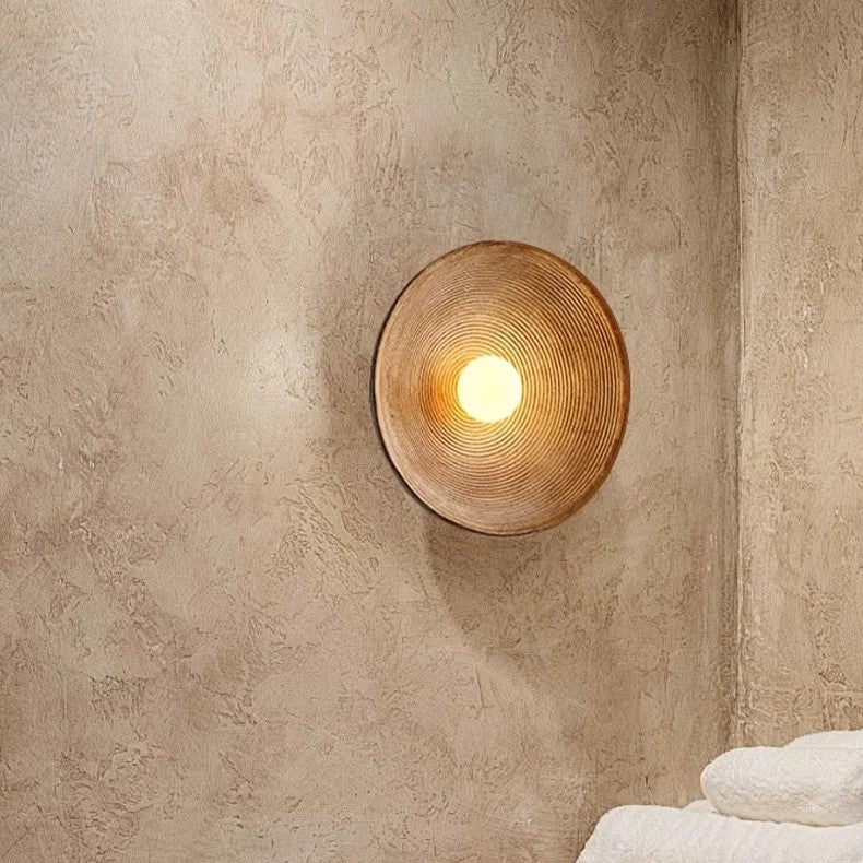 Resin Ribbed Round Wall Sconce with Globe Light