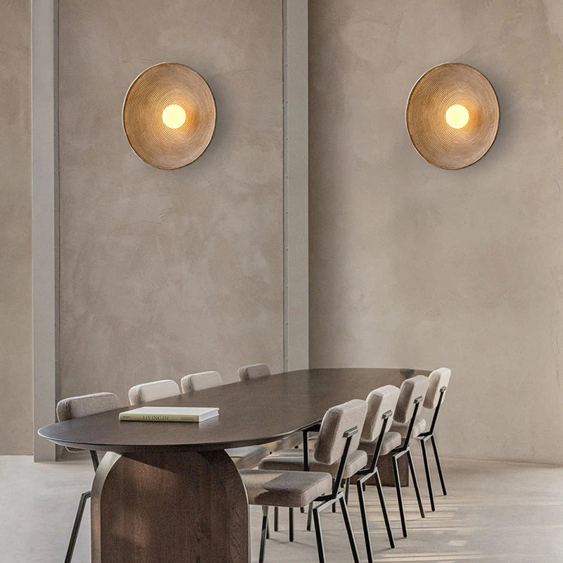 Resin Ribbed Round Wall Sconce with Globe Light