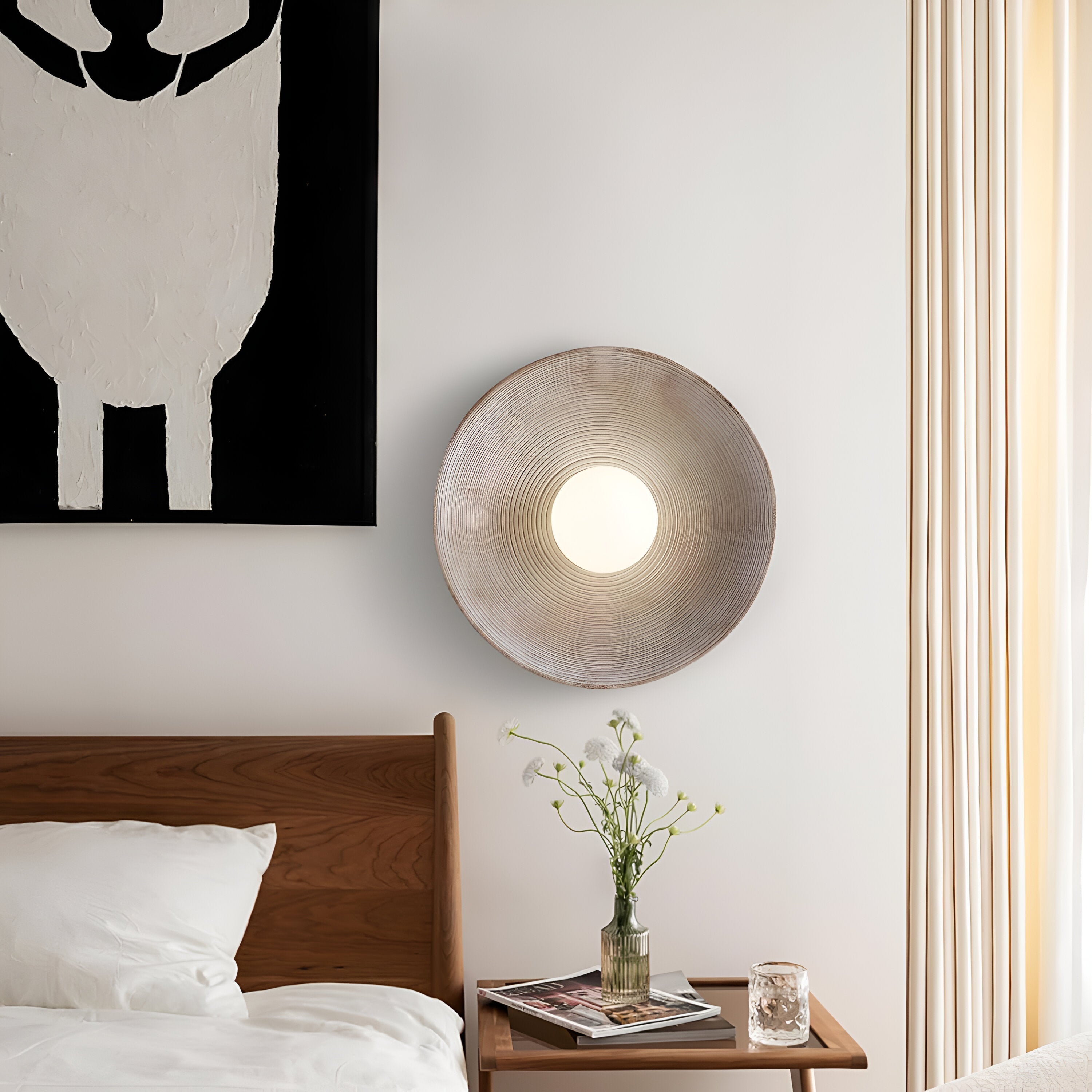 Resin Ribbed Round Wall Sconce with Globe Light