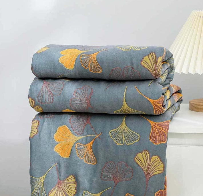 Reversible Ginkgo Leaf Throw Blanket