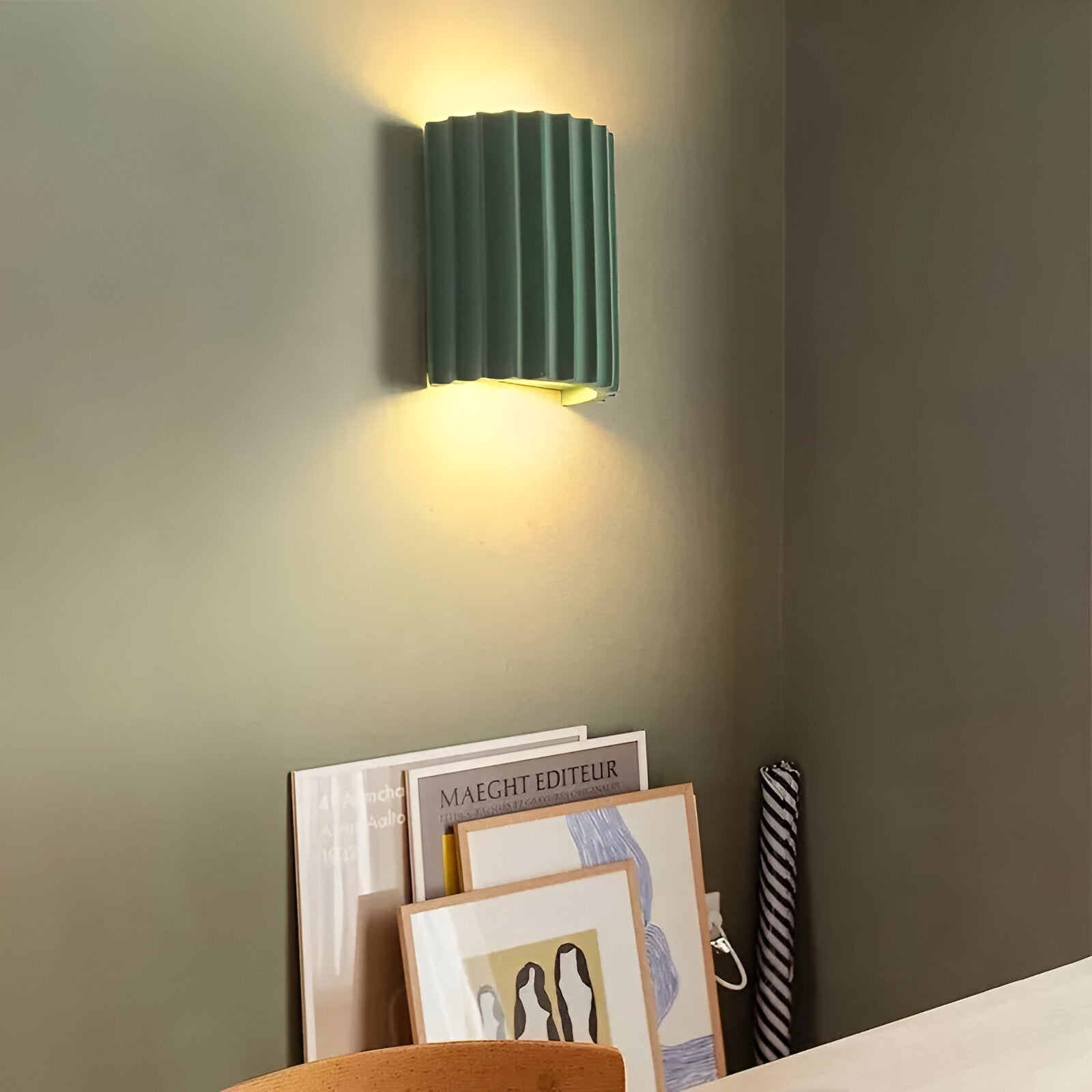 Ribbed Resin Wall Sconce with Dual LED Light