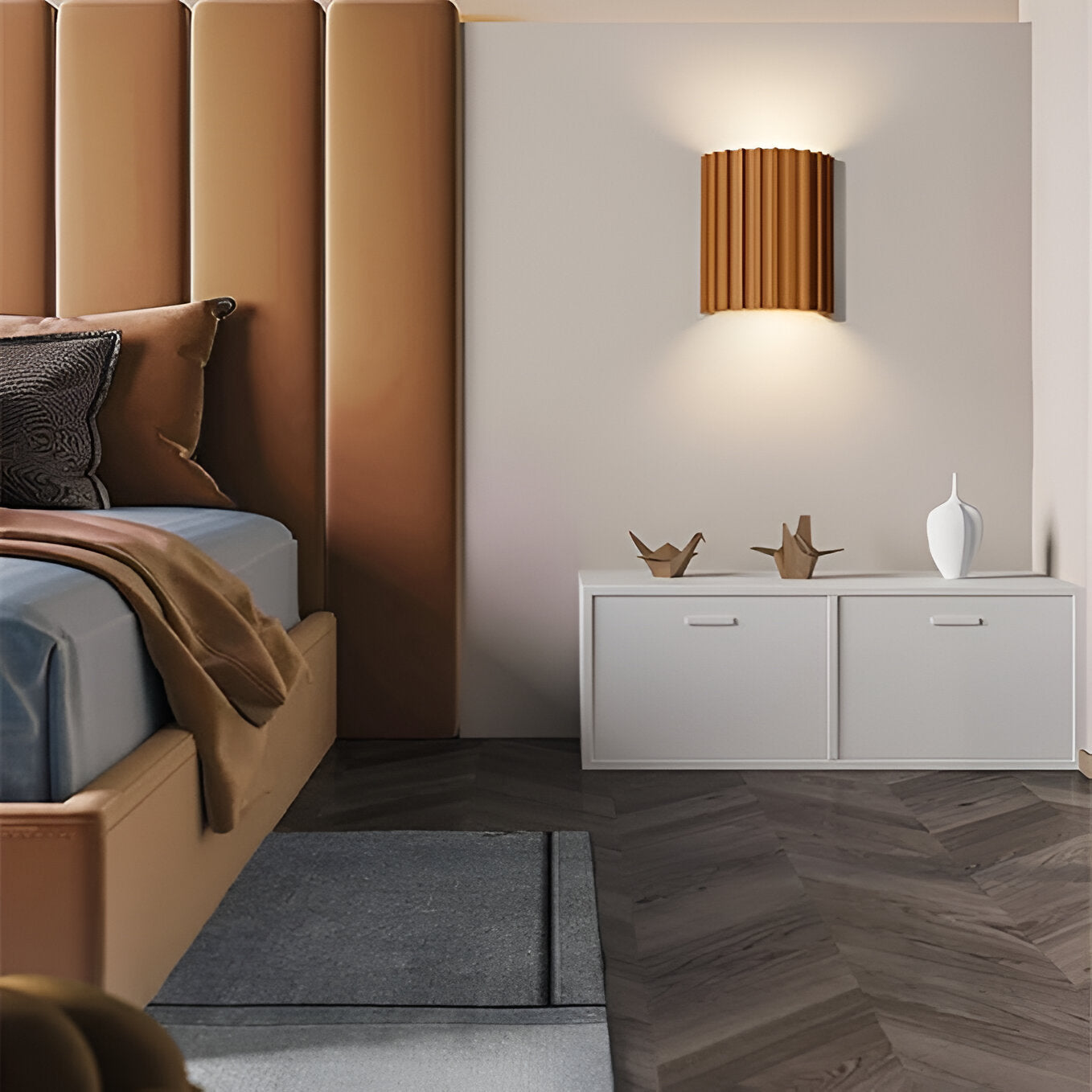 Ribbed Resin Wall Sconce with Dual LED Light