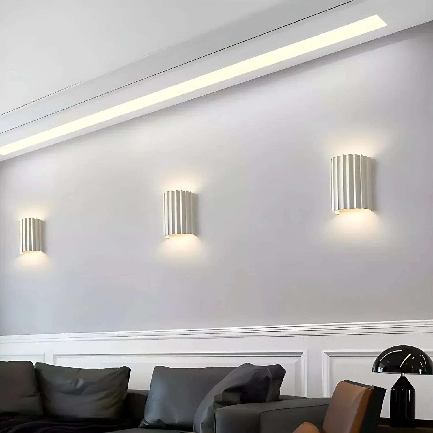 Ribbed Resin Wall Sconce with Dual LED Light