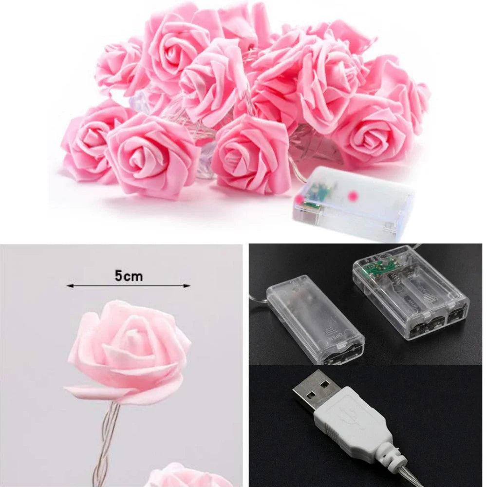 Rose String Light with Romantic LED Glow