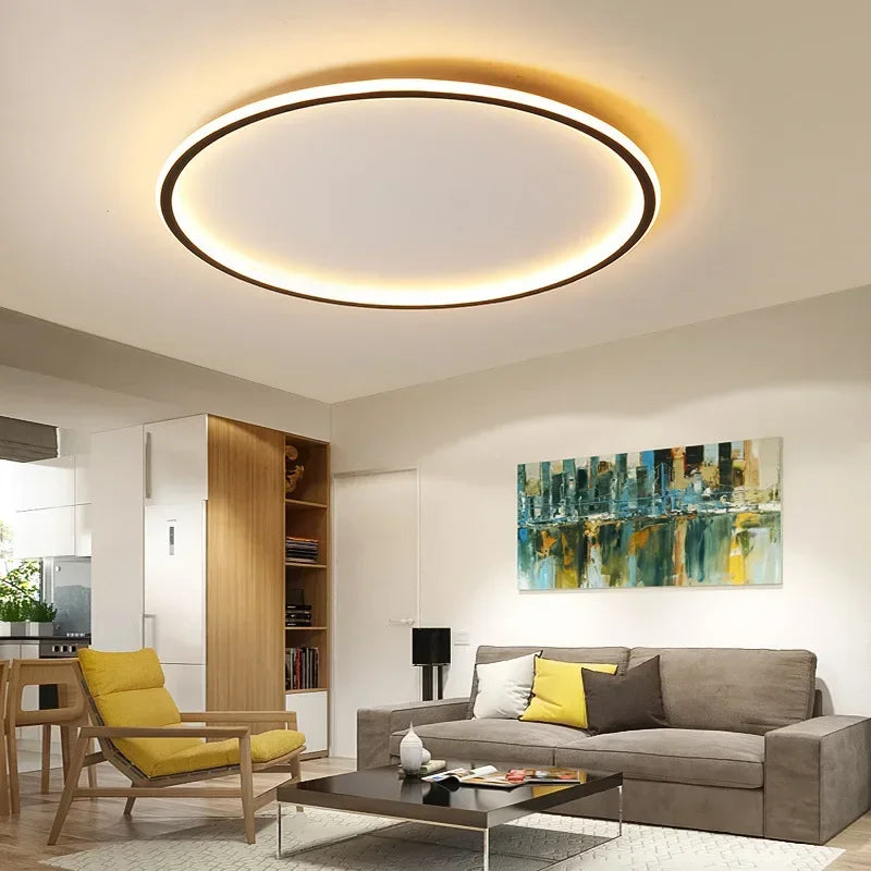 Round Ceiling Light with LED Halo Ring Design