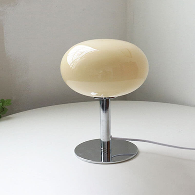 Round Glass Table Lamp with Iron Base Design