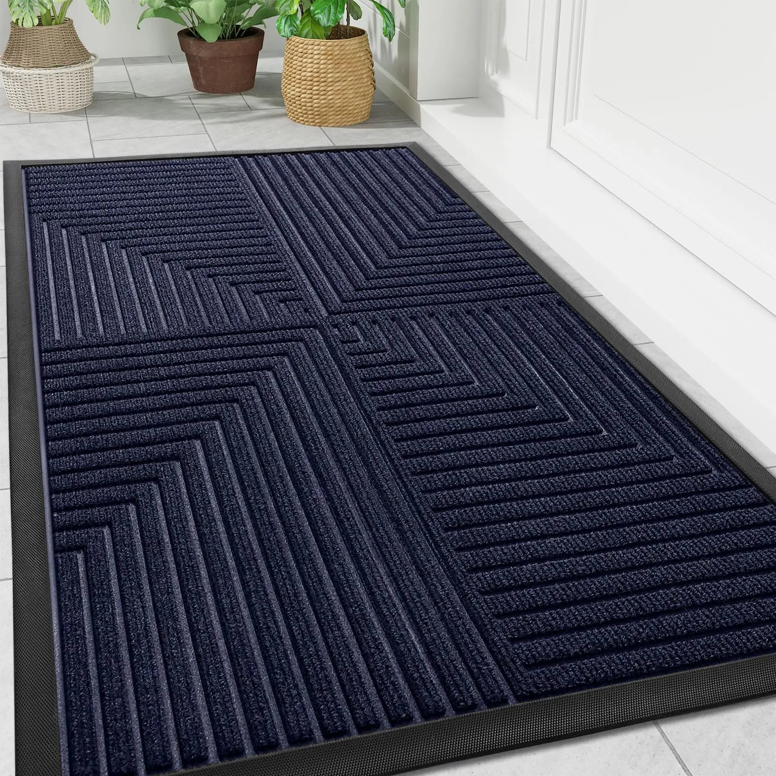 Rubber Antislip Doormat with Chevron Grip