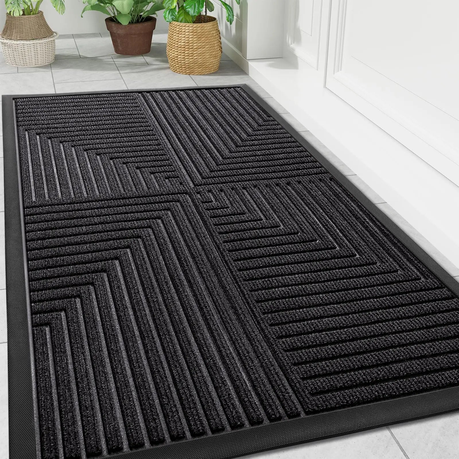 Rubber Antislip Doormat with Chevron Grip
