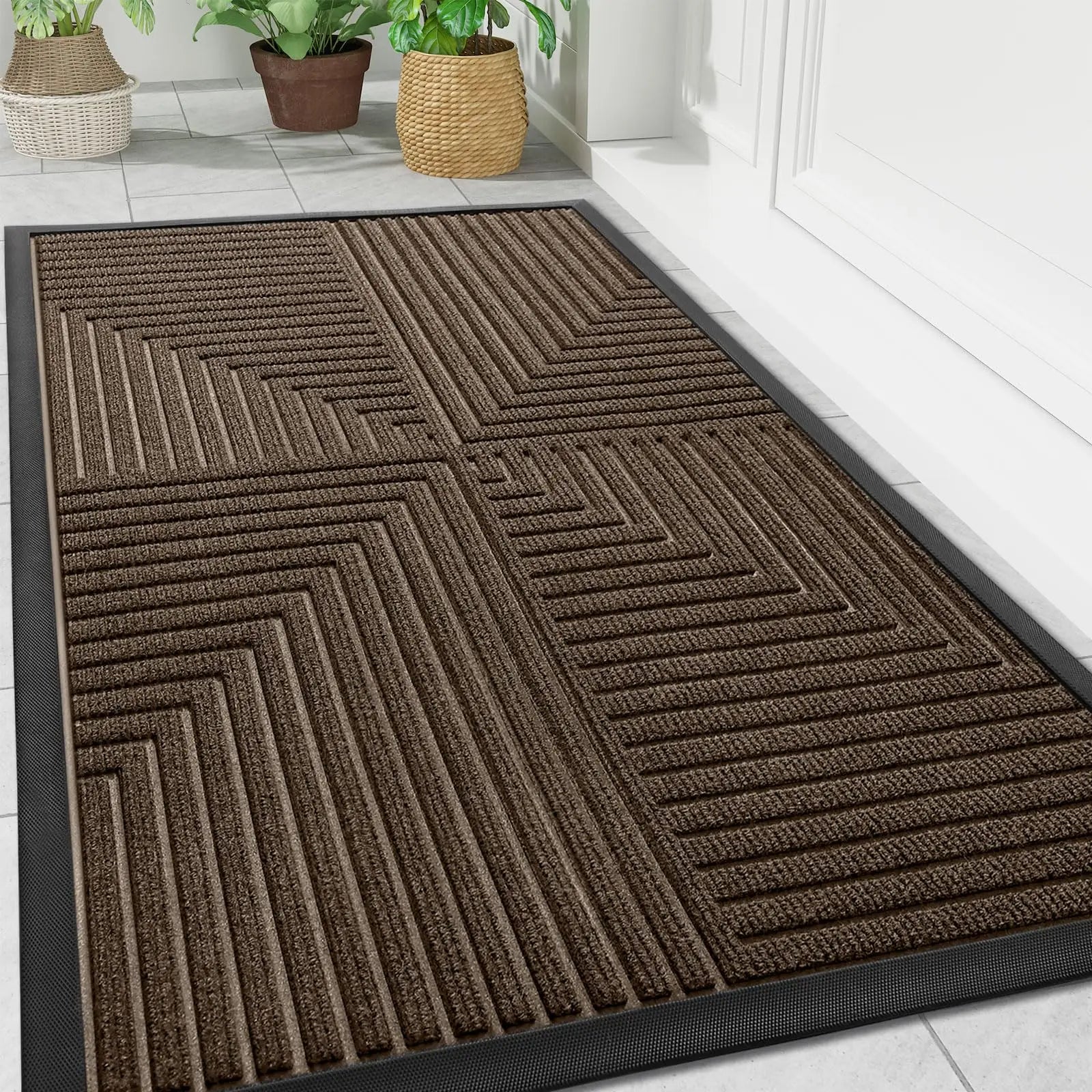 Rubber Antislip Doormat with Chevron Grip