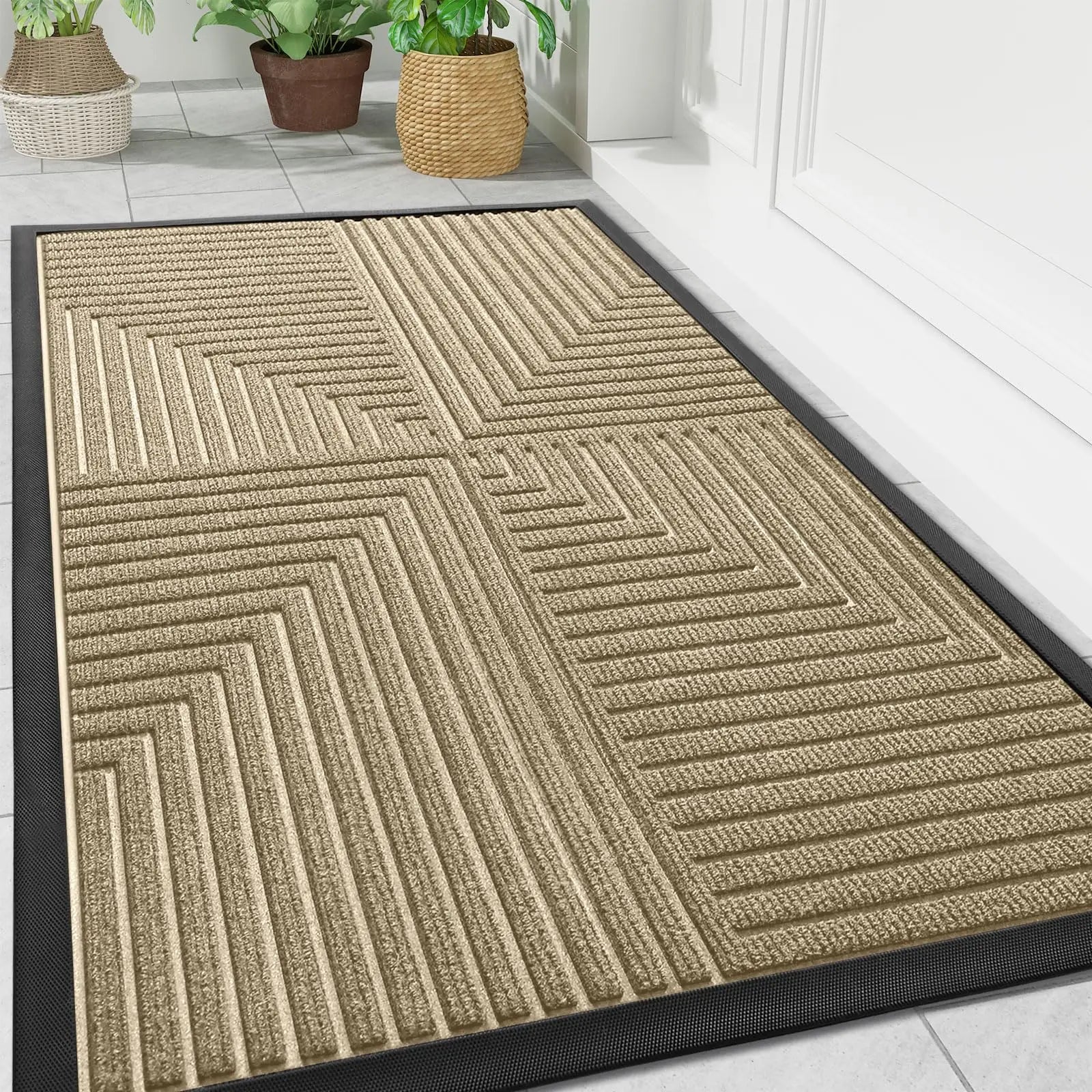 Rubber Antislip Doormat with Chevron Grip