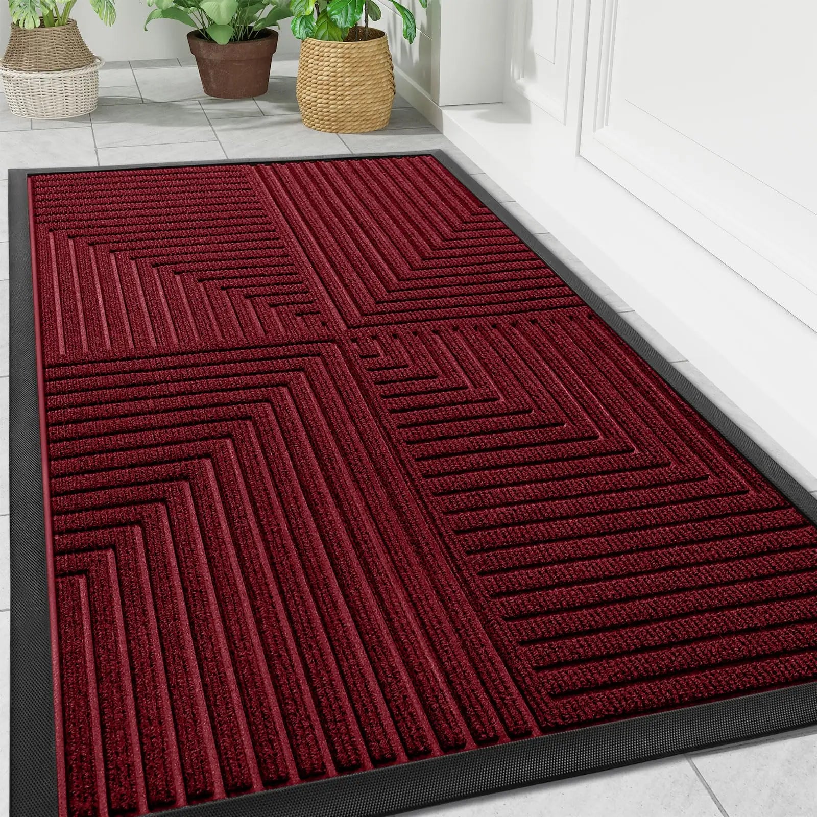 Rubber Antislip Doormat with Chevron Grip