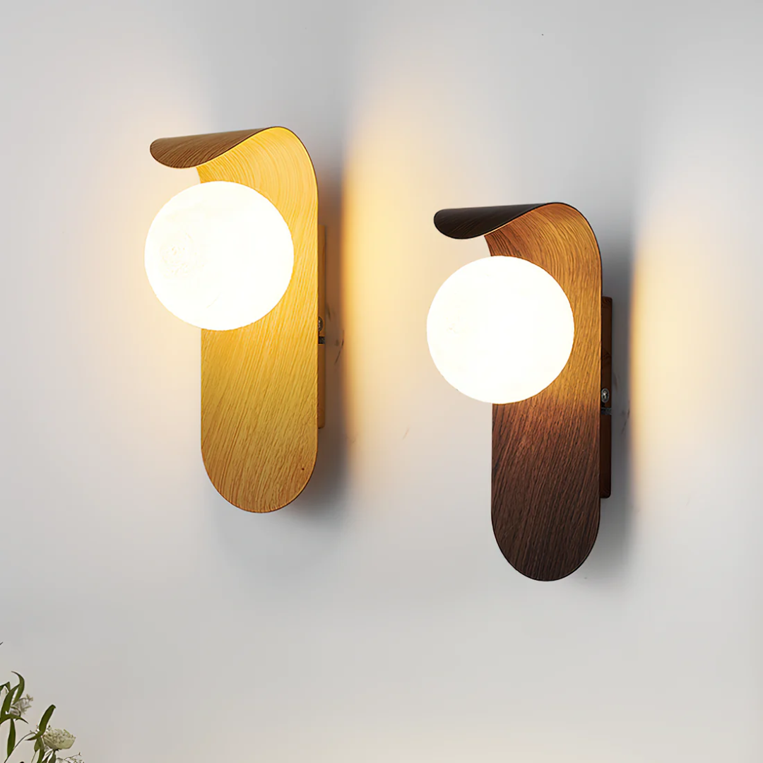Scandinavian Wood Wall Sconce with Globe Light