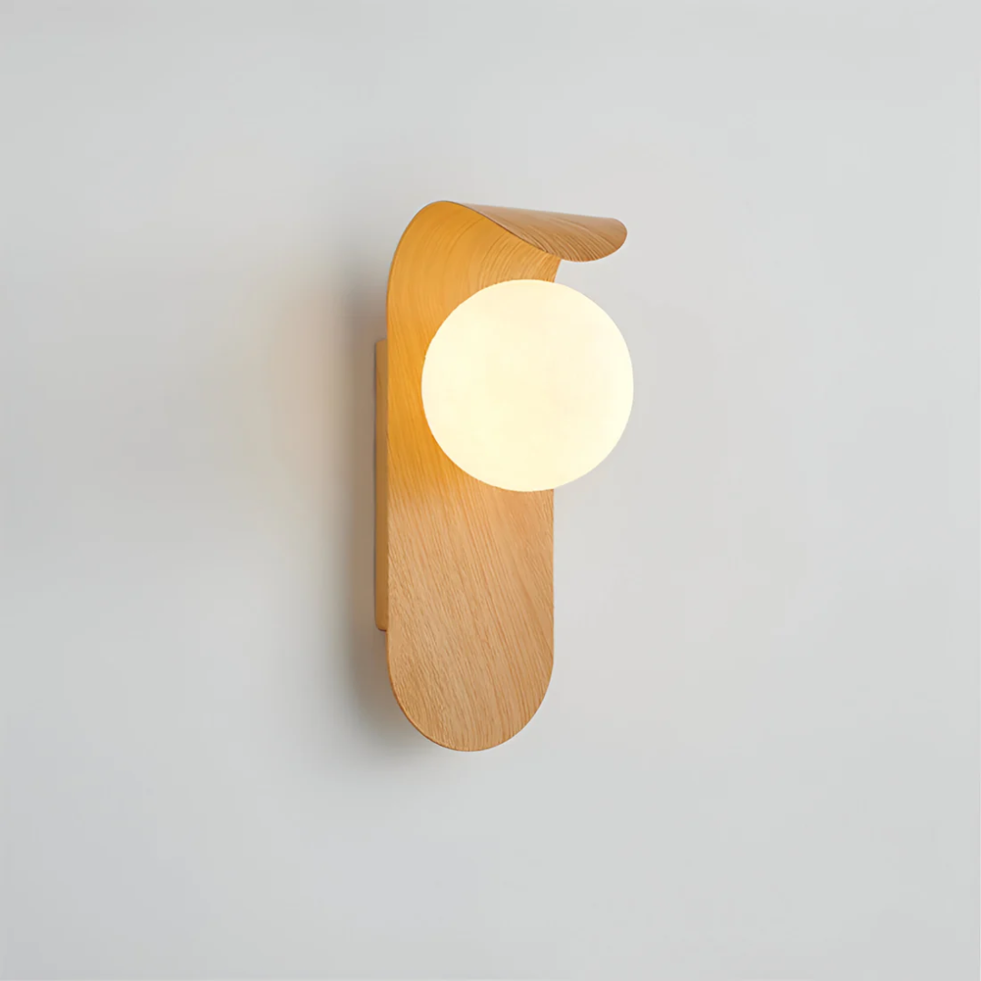 Scandinavian Wood Wall Sconce with Globe Light