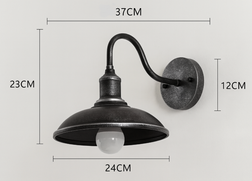 Vintage Industrial Iron Bowl LED Wall Light