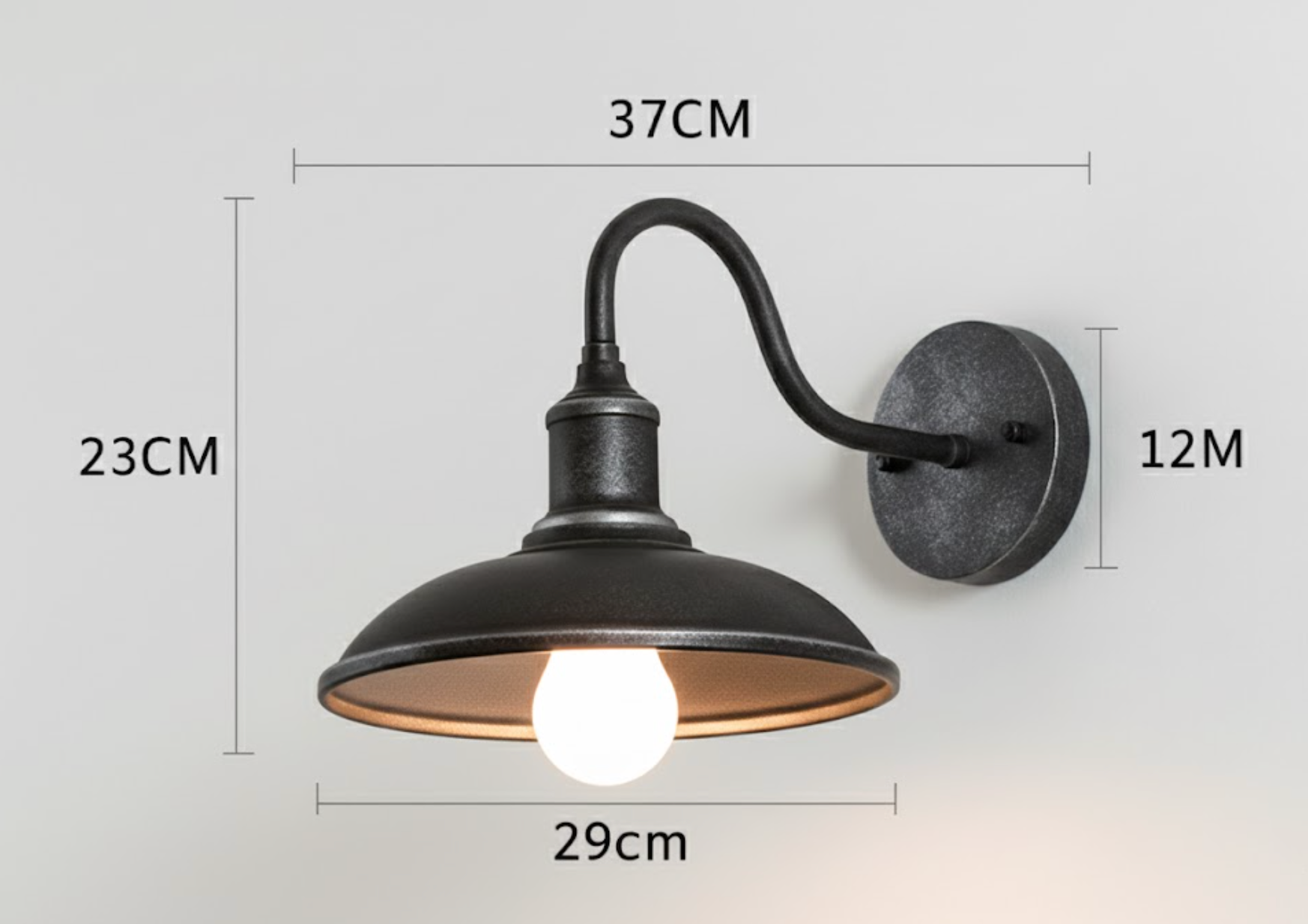 Vintage Industrial Iron Bowl LED Wall Light