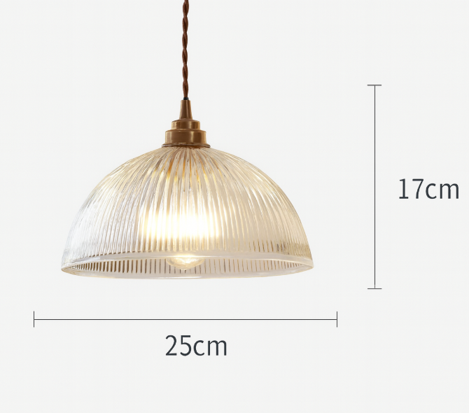 Modern Ribbed Clear Glass Dome Pendant Light | 1-Light