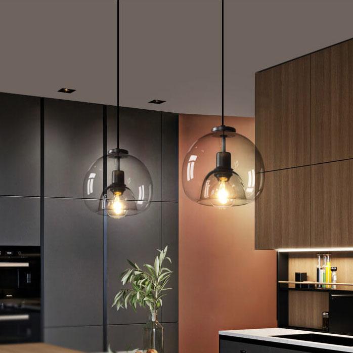 Smoked Glass Dome Pendant Light with Modern Style