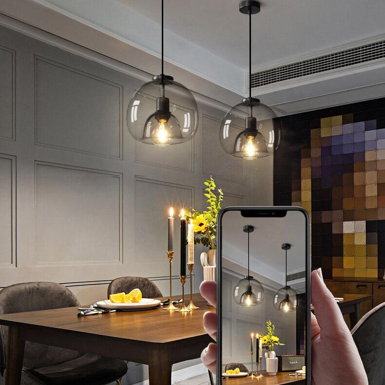 Smoked Glass Dome Pendant Light with Modern Style