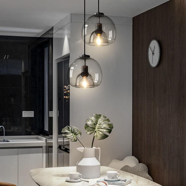Smoked Glass Dome Pendant Light with Modern Style
