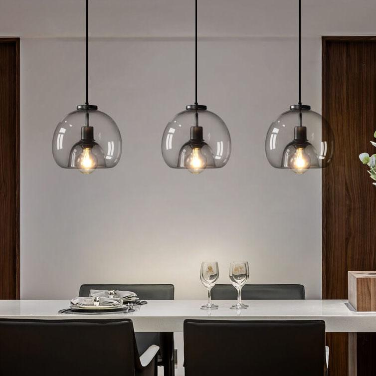 Smoked Glass Dome Pendant Light with Modern Style