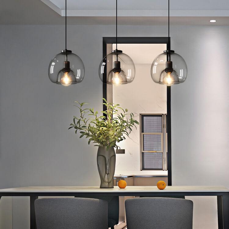 Smoked Glass Dome Pendant Light with Modern Style