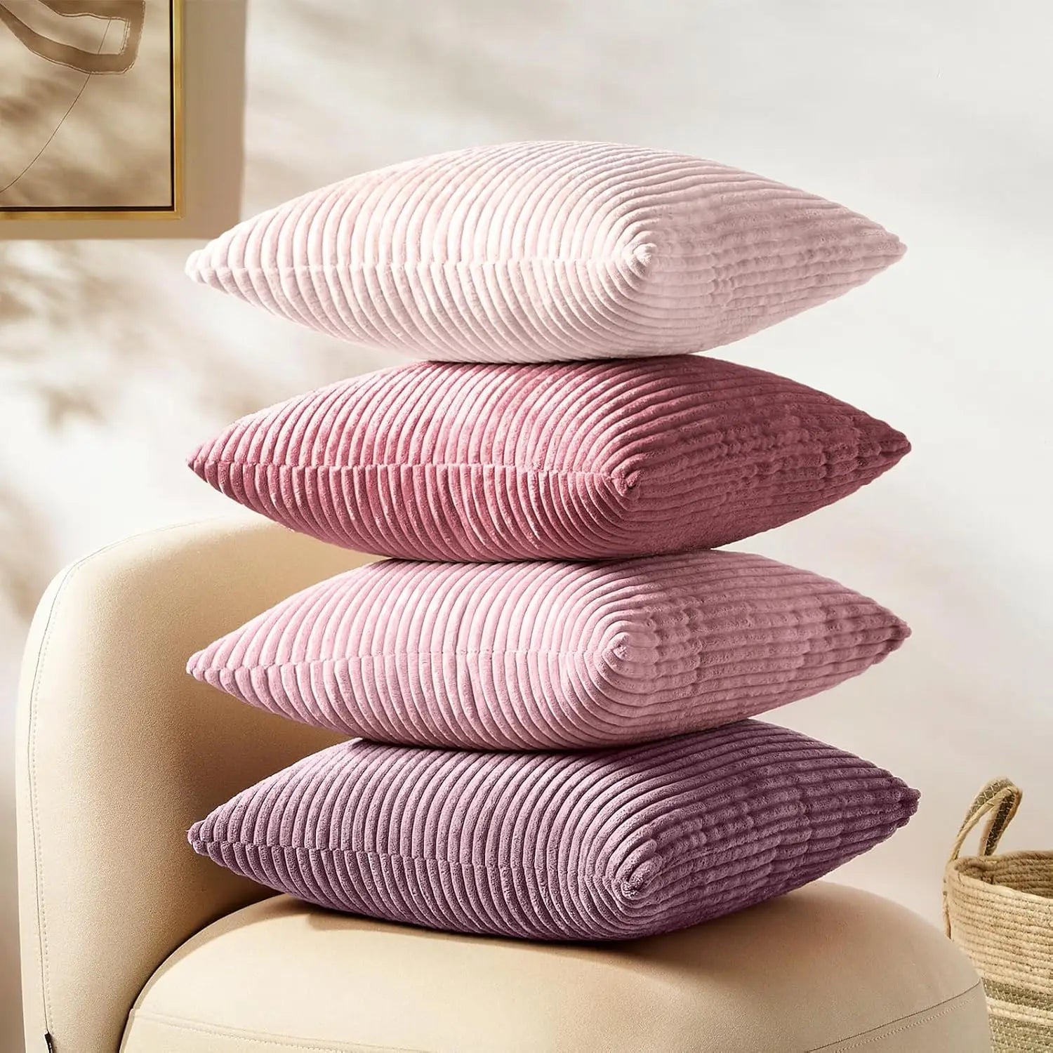 Soft Corduroy Striped Pillow Cover Plush
