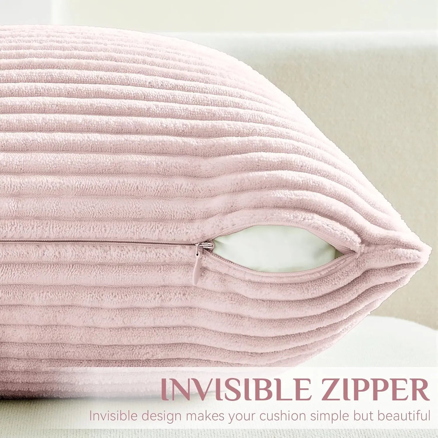 Soft Corduroy Striped Pillow Cover Plush