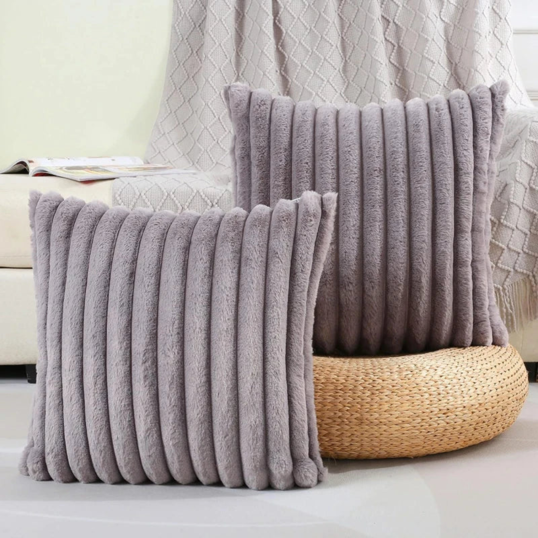 Soft Plush Ribbed Decorative Pillow Cover